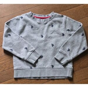 U.S. Polo Assn Kids Gray and Blue Logo Crewneck Sweatshirt 4T